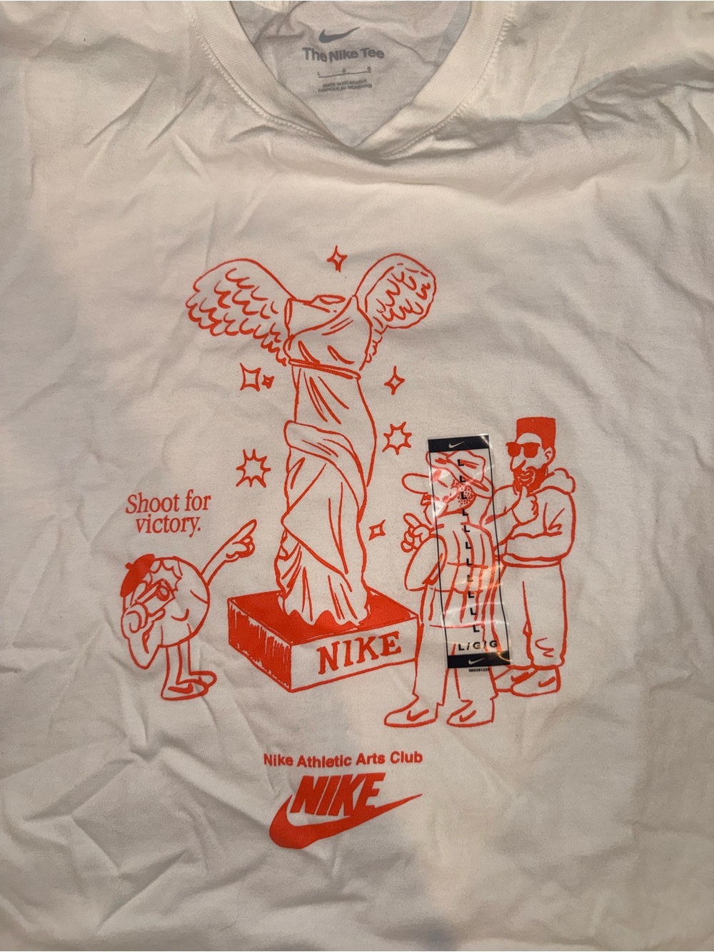Nike White Short-Sleeve Tee with Orange Athletic Arts Graphic